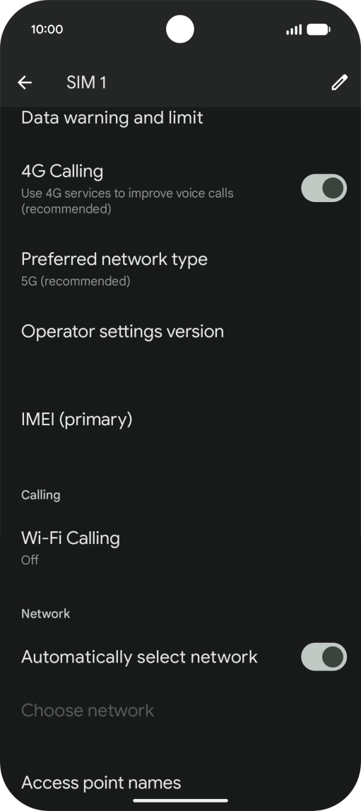 Press Preferred network type. Press Preferred network type.