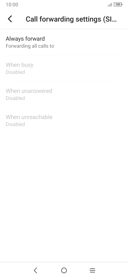 Press the required divert type. Press the required divert type.