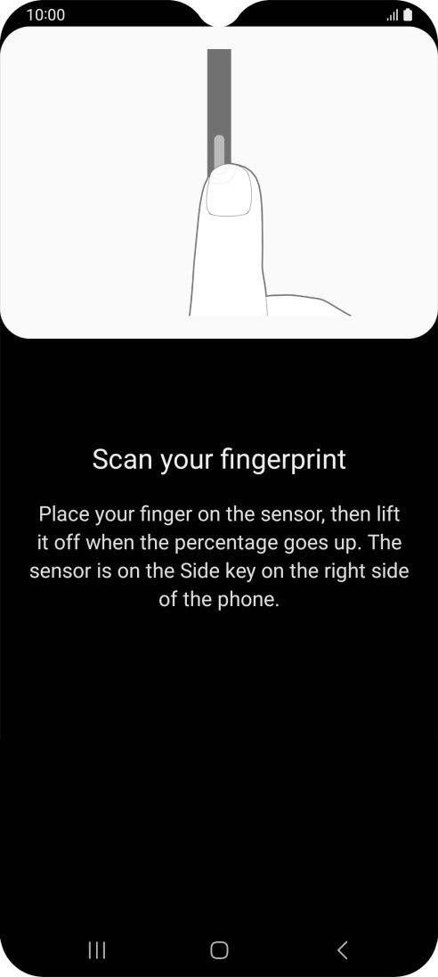 Follow the instructions on the screen to create the phone lock code using your fingerprint. Follow the instructions on the screen to create the phone lock code using your fingerprint.