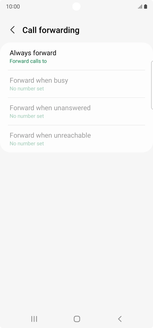 Press the required divert type. Press the required divert type.