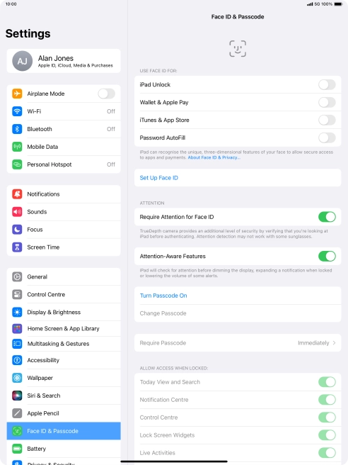 Press Turn Passcode On and key in a lock code of your own choice twice. Press Turn Passcode On and key in a lock code of your own choice twice.