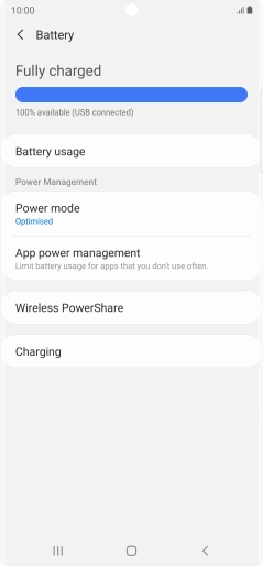 Press Power mode. Press Power mode.