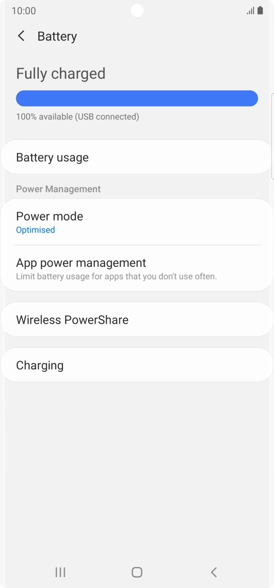 Press Power mode. Press Power mode.