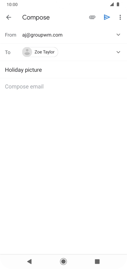 Press the text input field and write the text for your email. Press the text input field and write the text for your email.