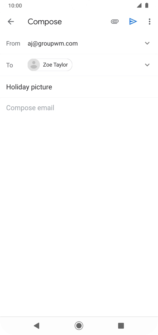 Press the text input field and write the text for your email. Press the text input field and write the text for your email.