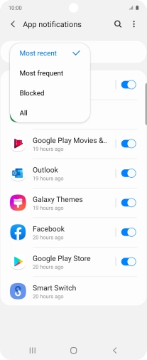 Press the required setting. Press the required setting.