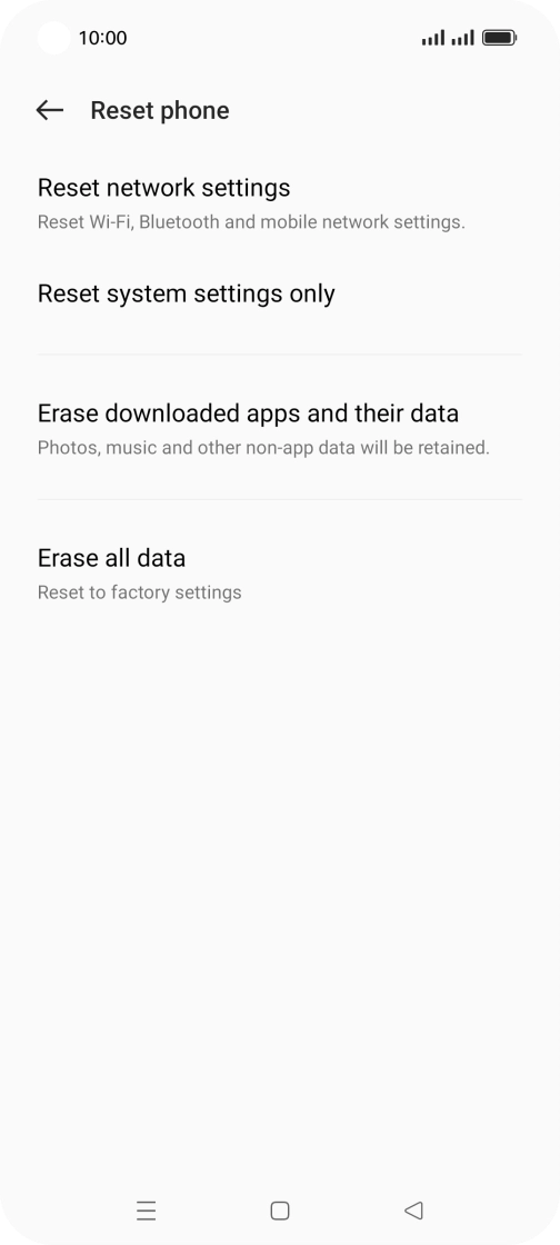 Press Erase all data. Press Erase all data.