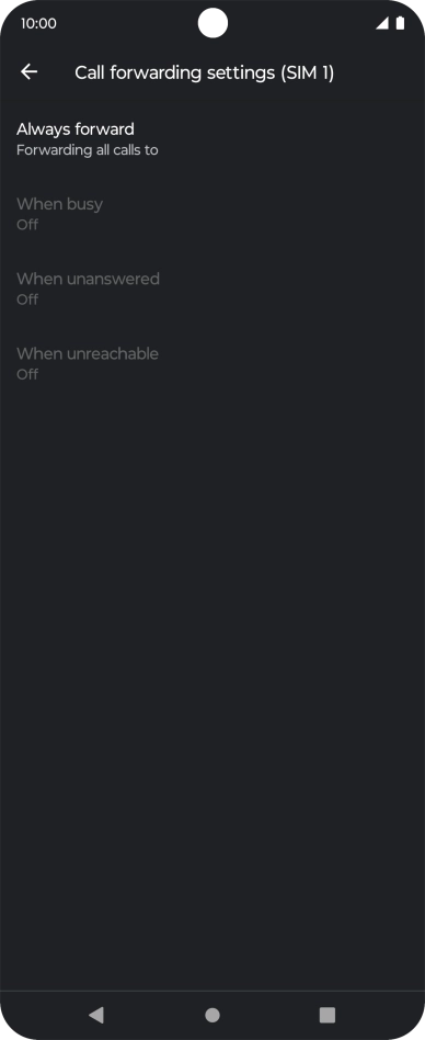 Press the required divert type. Press the required divert type.