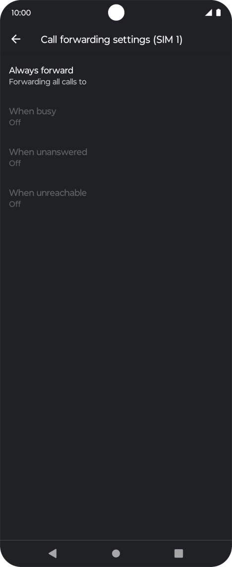 Press the required divert type. Press the required divert type.