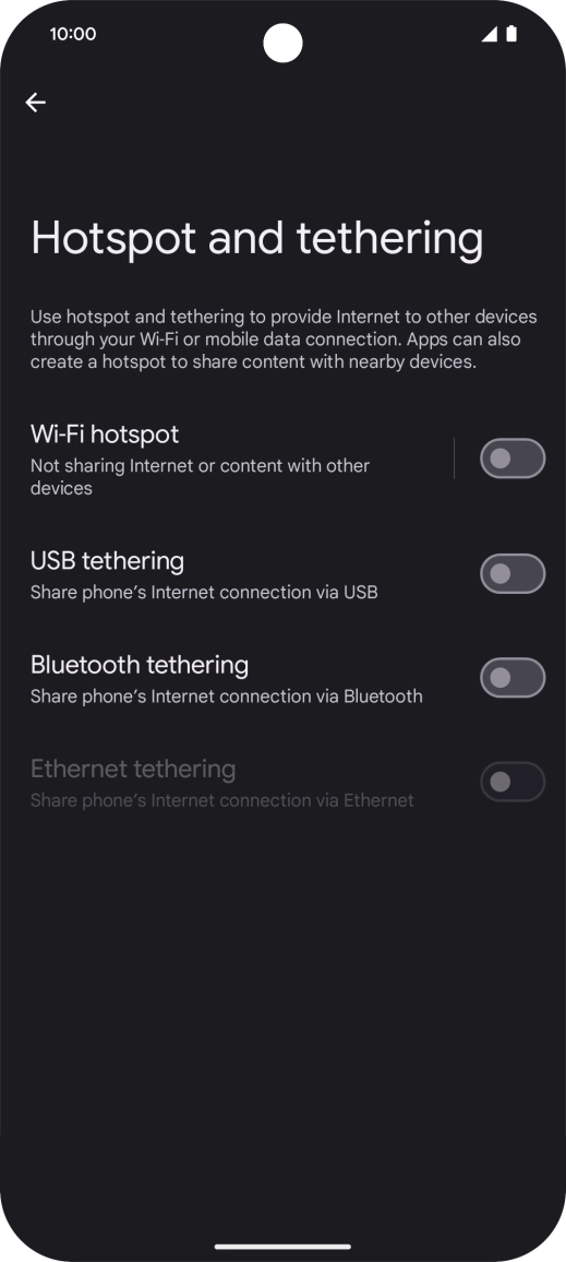 Press Wi-Fi hotspot. Press Wi-Fi hotspot.