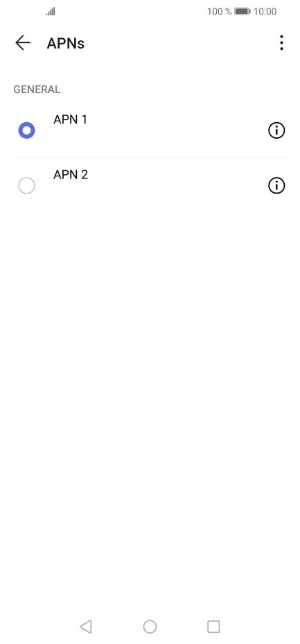 Press the field next to the required data connection to activate it. Press the field next to the required data connection to activate it.