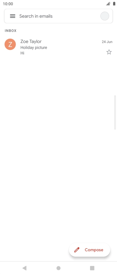 Press the email account icon. Press the email account icon.