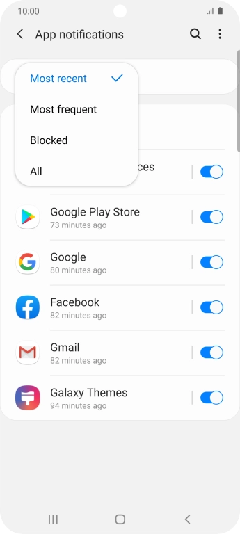 Press the required setting. Press the required setting.