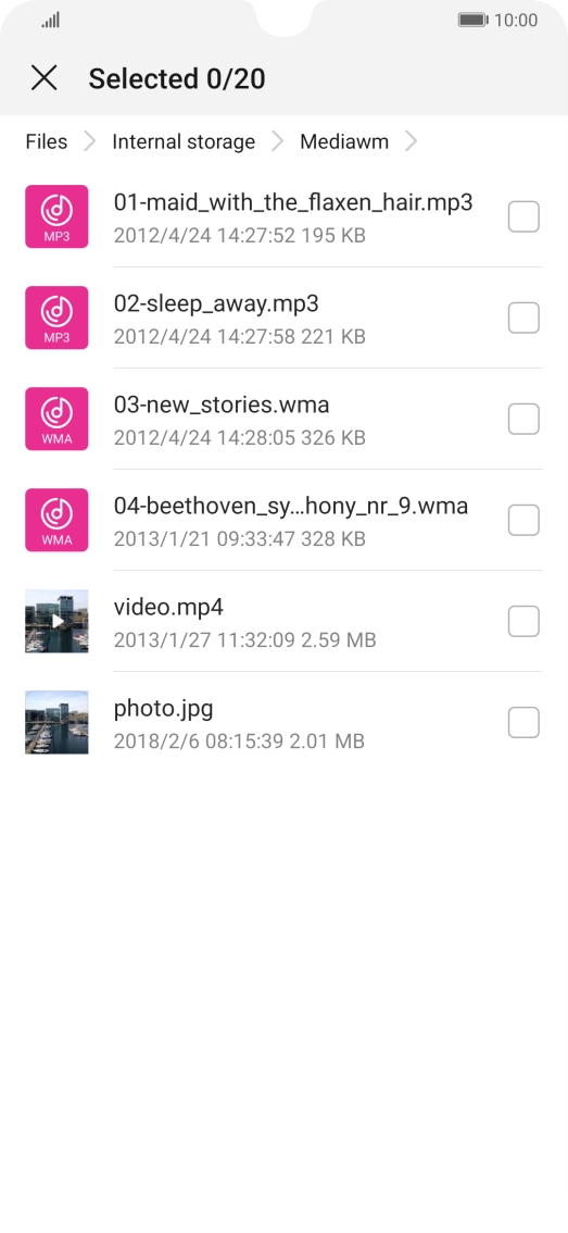 Press the required file. Press the required file.