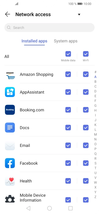 Press the field next to the application name in the Press the field next to the application name in the