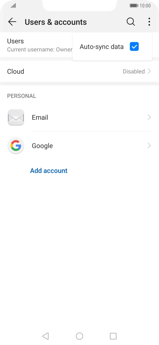 Press Auto-sync data to turn the function on or off. Press Auto-sync data to turn the function on or off.