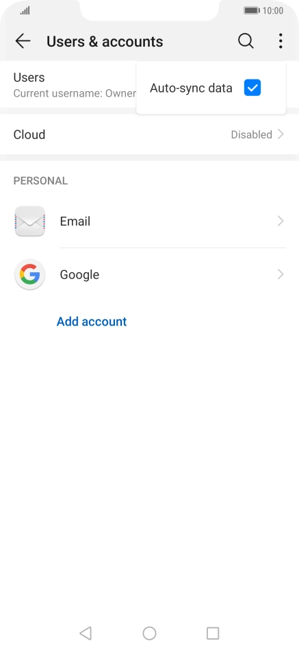 Press Auto-sync data to turn the function on or off. Press Auto-sync data to turn the function on or off.