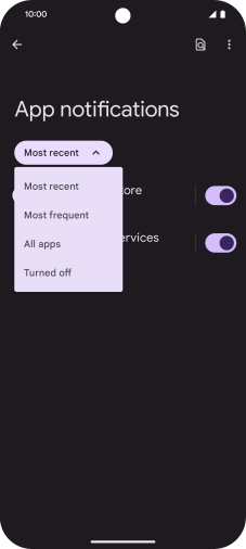 Press the required setting. Press the required setting.