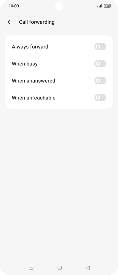 Press the indicator next to the required divert type. Press the indicator next to the required divert type.