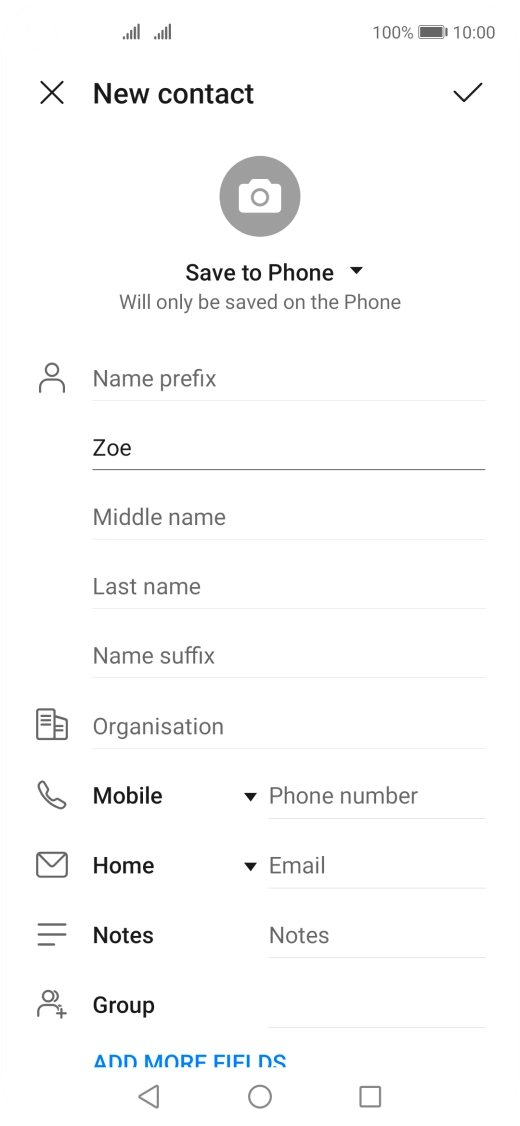 Press Last name and key in the required last name. Press Last name and key in the required last name.