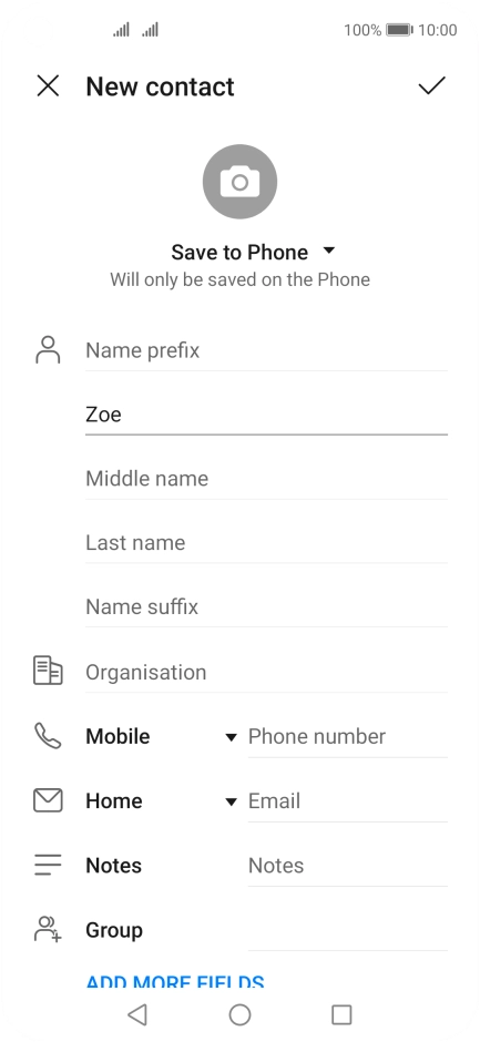 Press Last name and key in the required last name. Press Last name and key in the required last name.