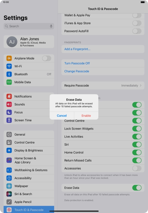 If you turn on the function, press Enable. If you turn on the function, press Enable.