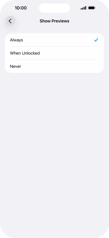 To select notification preview on the lock screen, press Always. To select notification preview on the lock screen, press Always.