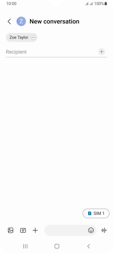 Press the text input field and write the text for your text message. Press the text input field and write the text for your text message.