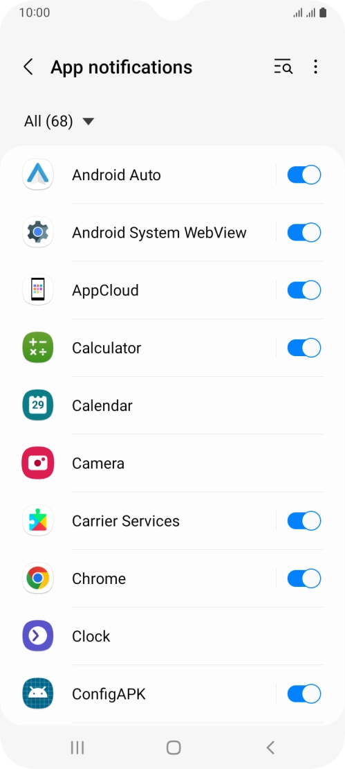 Press the indicators next to the required apps to turn the function on or off. Press the indicators next to the required apps to turn the function on or off.