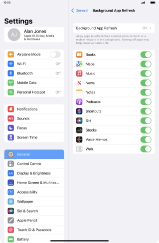 Press Background App Refresh. Press Background App Refresh.