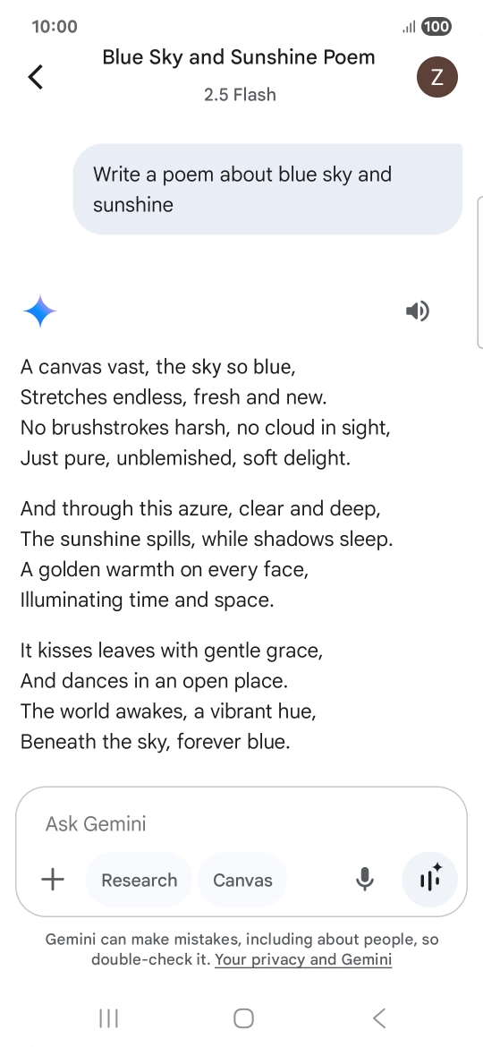 You can ask Gemini to generate a text based on your description. You can ask Gemini to generate a text based on your description.