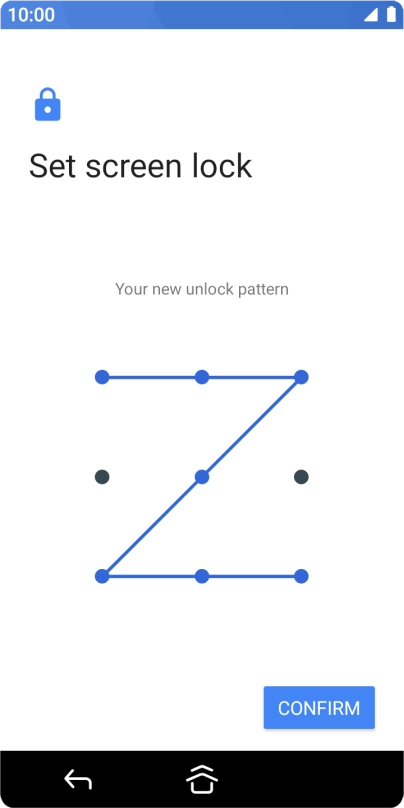 Repeat the selected phone lock code and press CONFIRM. Repeat the selected phone lock code and press CONFIRM.