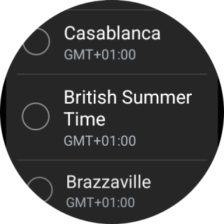Press the required time zone. Press the required time zone.