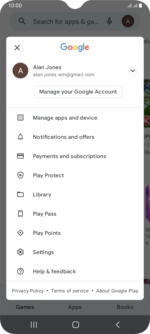 Press Manage apps and device. Press Manage apps and device.