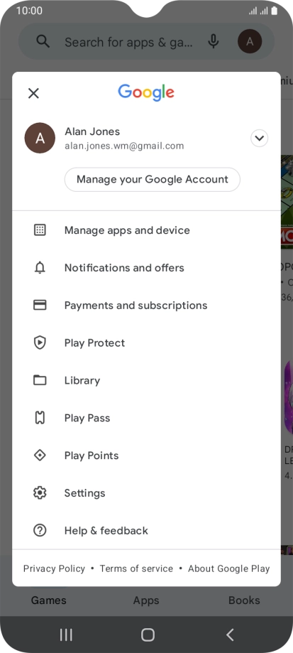 Press Manage apps and device. Press Manage apps and device.