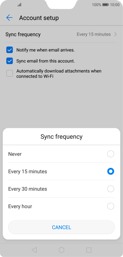 Press the required setting. Press the required setting.
