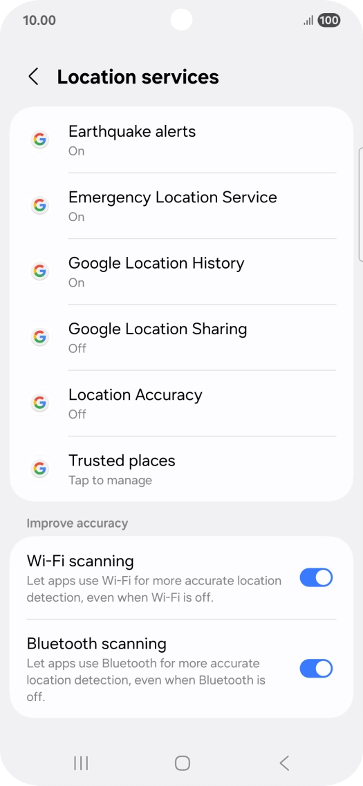 Press Location Accuracy. Press Location Accuracy.