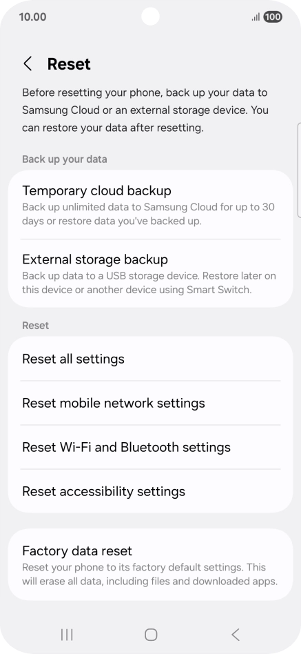 Press Factory data reset. Press Factory data reset.
