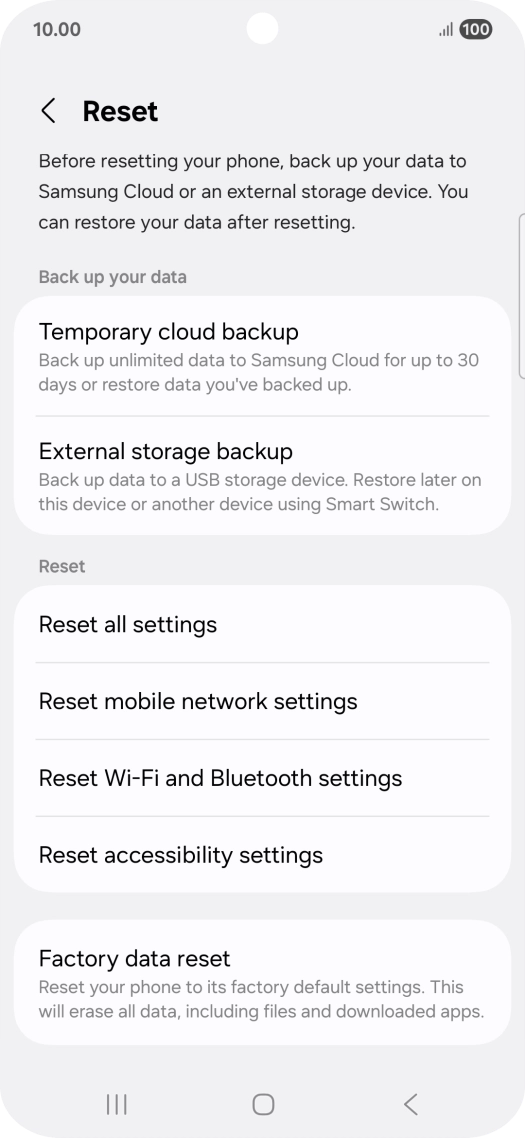 Press Factory data reset. Press Factory data reset.