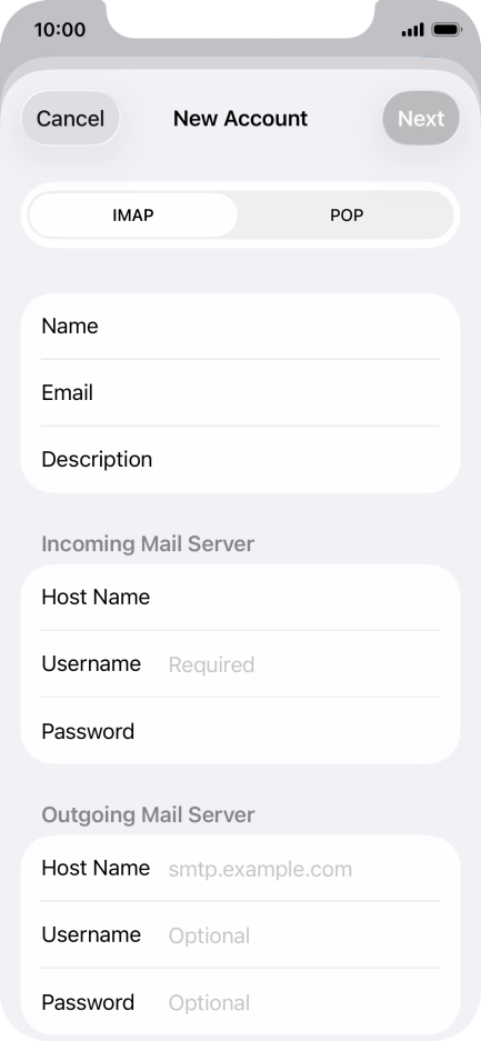 Press IMAP. Press IMAP.