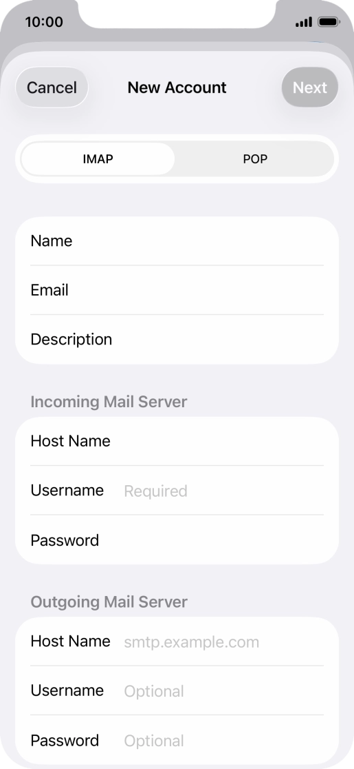 Press IMAP. Press IMAP.