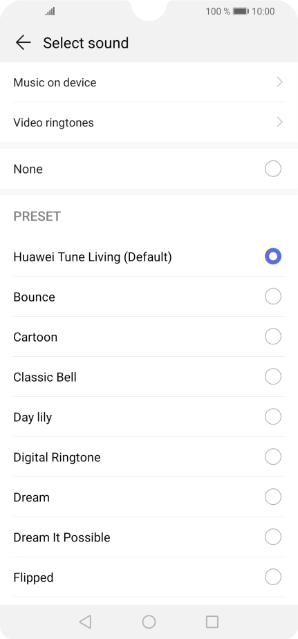Press Music on device. Press Music on device.
