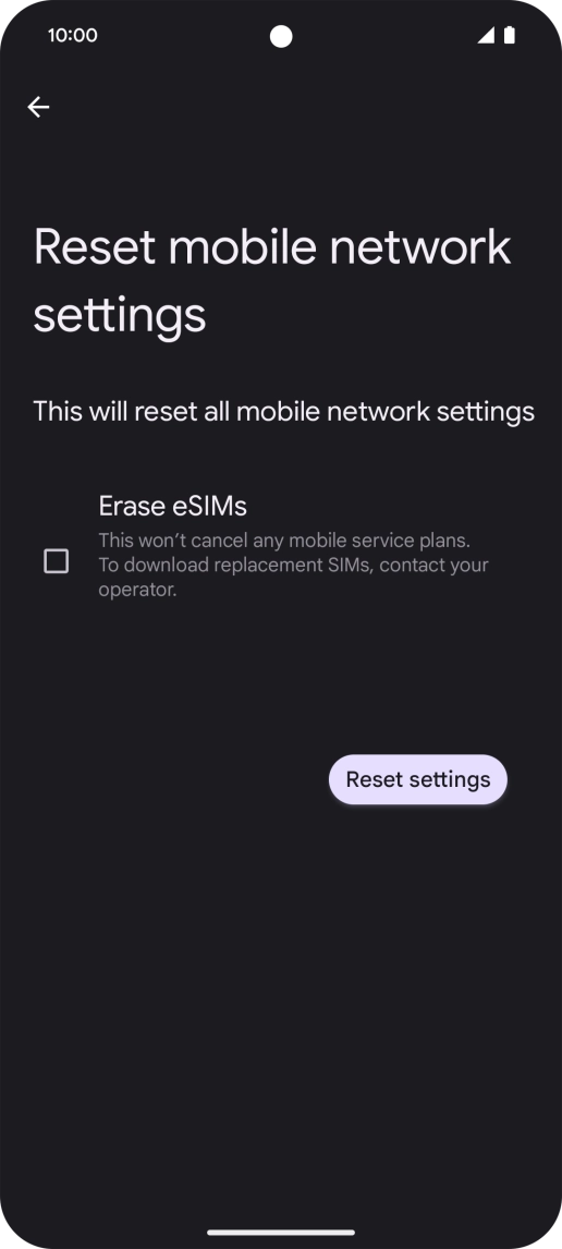 Press Reset settings. Press Reset settings.