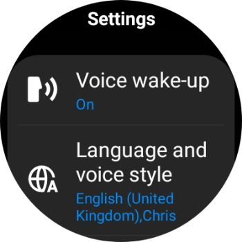 Press Language and voice style. Press Language and voice style.
