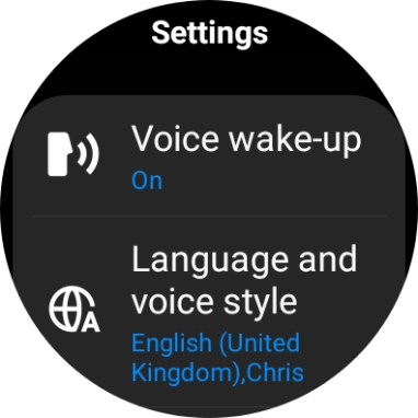 Press Language and voice style. Press Language and voice style.