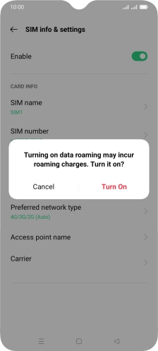 If you turn on the function, press Turn On. If you turn on the function, press Turn On.