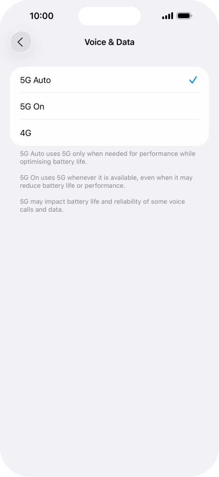 To turn on automatic switch between 5G and 4G, press 5G Auto. To turn on automatic switch between 5G and 4G, press 5G Auto.