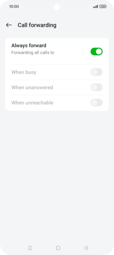 Press the indicator next to the required divert type. Press the indicator next to the required divert type.