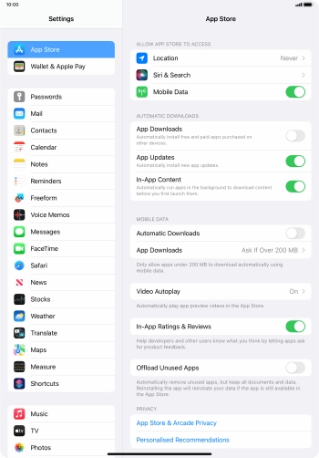 Press the indicators next to the required content types to turn the function on or off. Press the indicators next to the required content types to turn the function on or off.