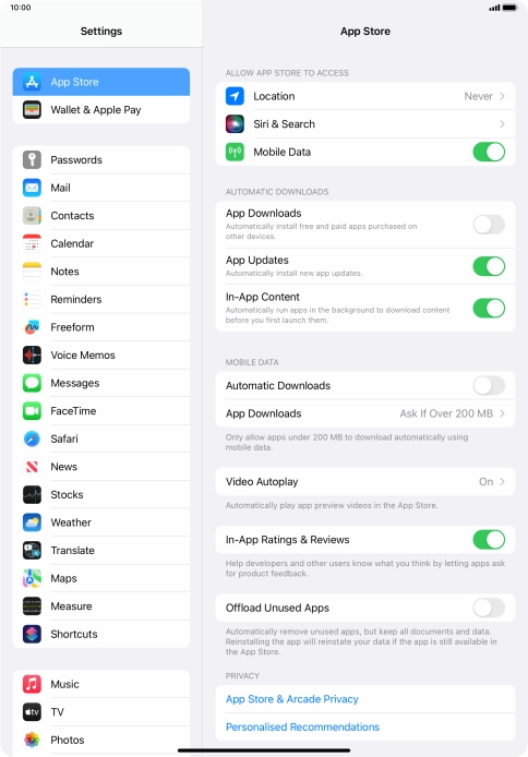 Press the indicators next to the required content types to turn the function on or off. Press the indicators next to the required content types to turn the function on or off.